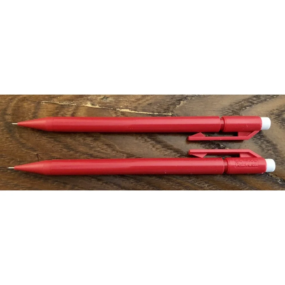 NOS Pentel A45 USA Red Mechanical Pencil 0.5mm Fine Point Eraser Clip